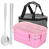 COLLBATH 1 Set-Box Brotdose edelstahlbehälter bento-box warmhaltebehälter isoliertes Bento Isolierte Lunchtasche Bento-Behälter für Studenten Lebensmittelträger pp Rosa