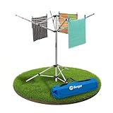 BERGER Super Pop Up Wäschespinne & Sat-Stativ | wetterfest & leicht | Wäscheschirm Wacheständer mit Standfuß inkl. Packsack & Erdnägeln | für Camping & Balkon (Silber)