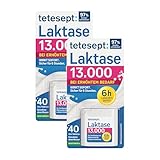tetesept Laktase 13.000 - Laktasetabletten bei Laktoseunverträglichkeit - Nahrungsergänzungsmittel mit Sofortwirkung & 6h Langzeit-Depot - 2 Dosen mit je 40 Stück