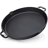 BBQ Nerd Gusseisenpfanne zum Grillen, Rösten, Anbraten - Grillpfanne Ø 40 cm 5300g mit Ausgießer und Henkel - Antihaft-Pfanne Feuerpfanne - hitzebeständig & wärmespeichernd
