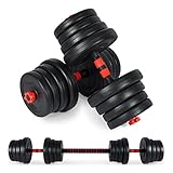 MSPORTS Hantelset Premium 2in1 - Kurzhanteln + Langhanteln verstellbar 20, 30 oder 40 kg - Hanteln Set Dumbbell mit Verbindungsstahlrohr und Gewichten (30 kg)