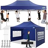 COBIZI Pavillon 3x4,5 Wasserdicht Stabil Winterfest mit 3 Seitenwand,Popup Faltpavillon Partyzelt,Faltbarer Sonnenschutz Gartenpavillon für Strand Hochzeit Camping mit Handtasche(3mal 4,5m Dunkelblau)