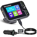 Fuluku DAB Adapter für Autoradio 2,4'' LCD Tragbares DAB+ Autoradio Adapter mit FM Audio Transmitter/Bluetooth Freisprecheinrichtung/Bluetooth Musik/AUX In&Out/Unterstützung TF Karte