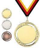 Pokalmatador GmbH Ø 70 mm Medaille Portugal inkl. Medaillenband und Aluminiumemblem mit Sportart und Beschriftung (Gold, inkl. Beschriftung)