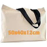 Cottonbagjoe große Baumwolltasche 50x40x12 cm – Geräumige Tragetasche für Einkauf, Reisen & Alltag – Robuste Stofftasche aus Baumwolle - unbedruckt – Öko-Tex 100 zertifiziert