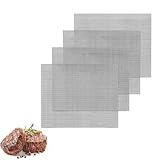 Grillmatten Set 42 * 36cm, 4 Stück Gitter Grillplatte, Teflon Grillmatte antihaft in Schwarz für Gasgrill, Holzkohlegrill, Elektrogrill, Luftfritteuse