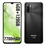 Ulefone Note 12 Handy (2023) 7700mAh Großer Akku 128GB ROM/SD-128GB 6,82 Zoll HD+ Android 11 Smartphone ohne Vertrag, 13MP Hauptkamera 3-Kartensteckplatz 4G Dual SIM Handy OTG -(Schwarz)