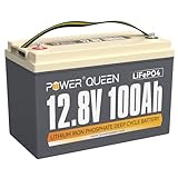 Power Queen 12,8V LiFePO4 100Ah Battery, 1280Wh Lithium-Iron Battery with 100A BMS, Up to 15000+ Deep Cycles, widely Used for Camper, RV, Road-Trip, Solar System, Exclusively for Ukraine