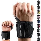 FITGRIFF® Handgelenk Bandagen [Wrist Wraps] 45cm Handgelenkbandage für Fitness, Handgelenkstütze, Bodybuilding, Kraftsport & Crossfit (Schwarz)