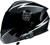 Integraler Motorradhelm Mit Schnellverschluss-Schnalle Bluetooth Modularer Motorradhelm Mit Sichtbarer Helmplatte DOT/ECE-Zulassung Für Männer Und Frauen Dirt Bike Racing 2,L(57-58CM)