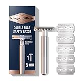 King C. Gillette Rasierhobel Herren, Rasierer + 5 Rasierklingen, Safety Razor mit langlebigen Klingen, Geschenk für Männer