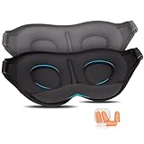 Aosun Schlafmaske für Seitenschläfer, 2er-Pack, Verbesserte 3D Schlafbrille Schlafmasken für Frauen & Herren, 100% Lichtblockierende Augenmaske mit Verstellbarem Elastisch & Ohrstöpsel für Reisen