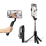 Gimbal Phone Stabilizer with Bluetooth Remote Control Selfie Stick for Vlog/Youtuber/Live Stream, Compatible with iPhone and Android (Brown)