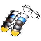 Magnetbrille, magnetische Brille - Nachtfahrer Brille, Magnetische Sonnenbrille polarisierter UV -Schutz Retro für Männer Frauen Nacht fahren