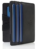 WEST® - Magic Wallet mit Münzfach + Geschenkverpackung - magische Geldbörse kompakt & klein - Trick Geldbörse - extra Starke Geldbänder - dünne Geldbörse mit Münzfach - RFID Schutz (Schwarz)