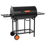 Pobbycrafm Camping Grill, Holzkohlegrill mit Deckel und Verstellbaren Lüftungsöffnungen Doppelseitig Verfügbar Mobiler Grillwagen Kohlegrill Groß für Outdoor Garten Party, Schwarz
