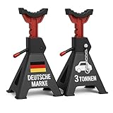 Stahlmann® Unterstellbock 3T Tragkraft im 2er Set – Höhenverstellbar 28–42,5 cm mit Sicherungssplint – Robuste Gusseisen Wagenheber Stützböcke für PKW, SUV & Kleintransporter (2 Stück / 3 Tonnen)