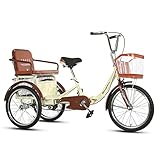 Erwachsene Cruiser Bikes 20 Zoll Trike Bike Großer Einkaufskorb, Faltbare Dreiräder Mit Rücksitz - Für Shopping-Übungen-Erholung,Beige