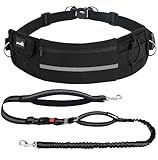 Pecute Joggingleine Hunde mit Bauchgurt, Laufgürtel Hundeleine für Große und Mittelgroße Hundes, Leine Hund mit Gürteltasche, Elastische Laufleine, Dog Leash Hand Free