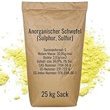 Anorganischer Schwefel (sulfur) - 25 kg - BESTSELLER - 99,9% pharmazeutisch rein (Ph. Eur.) - fein gemahlen - Schwefelpulver, Sulfurpulver - aus Naturrohstoff - säurearm - Deutsche Qualität