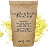 Anorganischer Schwefel (sulfur) - 25 kg - BESTSELLER - 99,9% pharmazeutisch rein (Ph. Eur.) - fein gemahlen - Schwefelpulver, Sulfurpulver - aus Naturrohstoff - säurearm - Deutsche Qualität