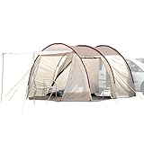 Skandika Camper Tramp 2 Busvorzelt | Freistehend mit Schlafkabine für 2-4 Personen, Stehhöhe 2,1m, Sonnendach, 3000mm Wassersäule | Zelt für Auto, Bus, Van, Minivan, Bulli (Beige | mit Schlafkabine)