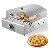 Pizzaofen für den Außenbereich, Edelstahl-Tisch-Pizzaofen, mit Propangas befeuert, Pizzabäcker Pizzabäcker für Pizzas bis zu 13 Zoll – kann auch Fleisch, Fisch und Gemüse räuchern