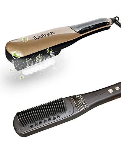 iGutech Dampfglätteisen,Dampf Haarglättbürste mit 3 Temperatureinstellungen, Glättbürste für professionelles Haarstyling