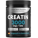 Creatin 3000 Giga Tabs, 3450mg Creatin Monohydrat pro Tagesdosis, 300 vegane Tabletten, Alternative zu Kreatin Kapseln & Pulver, Training, Sport, Fitness