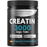 Creatin 3000 Giga Tabs, workout booster, 3450mg Creatin Monohydrat pro Tagesdosis, 300 vegane Tabletten, Alternative zu Kreatin Kapseln & Pulver, Für Muskelaufbau, Training, Sport, Fitness