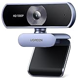UGREEN USB Webcam Full HD 1080P/30fps Webcam für PC, Webcam mit Mikrofon, klares Stereo-Audio, automatische Lichtkorrektur, 85° Ansicht, USB Webcam für Live Streaming, Videoanrufe, Lernen, Konferenzen