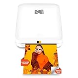 KODAK Step Slim Sofort-Smartphone-Fotodrucker - Tragbarer schlanker Farb-Mobilfotodrucker - Zink 2x3” Klebefotos - Drucken von iOS- & Android-Geräten via Bluetooth mit der Fun-App - Weiß