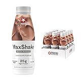 MaxiNutrition MaxShake Protein Milchshake Schokolade, 12x 330ml, cremiger Eiweiß-Shake für unterwegs, 25g Protein, low fat & low carb, ohne künstliche Aromen, Made in Germany