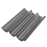 GOURMEO Baguette-Backblech (38 x 24,5 cm) für 3 Baguettes mit Antihaftbeschichtung, Baguetteform, Baguetteblech, Baguette Backform, Brotbackform, Backform Brot, Backformen, Brot Backen Zubehör