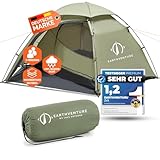 EARTHVENTURE® Camping Zelt 2 Personen wasserdicht - Schneller & Leichter Aufbau - Ultraleichtes Zelt kleines Packmaß - Zelt für 2 Personen - Zelt Camping Trekking Zelt Outdoor Festival & Motorrad