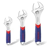WORKPRO Schraubenschlüssel Verstellbar Einmaulschlüssel Rollgabelschlüssel Set aus Chrom-Vanadium Stahl mit Gummigriff inkl. 150, 200, 250 mm 3-teilig