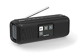 Karcher DAB Go tragbarer Bluetooth Lautsprecher & Digitalradio DAB+ / UKW Radio mit 2, 4' Farbdisplay/Wecker / 5 Watt Stereo-Sound/USB-C/Akku, Schwarz