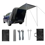 TAZZOR Heckzelt für Auto mit Moskitonetz, Winddicht, Sonnenschutz und Wasserdicht - Autozelt Heckklappe, Vorzelt Auto für SUV, Markise Auto für Camping und Outdoor Abenteuer (Black φ25mmx228cm)