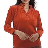 Bluse mit Rüschenknöpfen Vorne, Damenbluse mit V-Ausschnitt, Atmungsaktiv, Hautfreundlich, Bequem für die Arbeit (2XL)