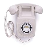 GPO 746WALL Retro Festznetztelefon mit Drucktasten zur Wandmontage mit authentischer Klingelton, Creme