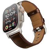 UUPWPOKT Kompatibel mit Apple Watch Ultra 2 / Ultra Band 49 mm, 45 mm, 44 mm, 42 mm, 41 mm, 40 mm, 38 mm, genarbtes Echtleder-Armband für iWatch Ultra Serie 9, 8, 7, 6, 5, 4, 3, 2, 1 SE,