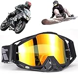 Yoihuqi Winddichte Staubdichte Motocross-Brille, Motocross Brille, SkiBrille, Dirt Bike Crossbrille (Schwarz/Orange)