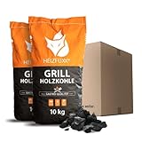 HEIZFUXX Grillholzkohle Kohle Hartholz BBQ Gastro Restaurant Grill Smoker Steakhouse Profi Premium 10kg x 2 Sack 20kg / 1 Karton Paligo