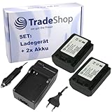 Trade-Shop 3in1 Set: 2X Li-Ion Akku 1600mAh + Ladegerät mit Kfz-Ladekabel kompatibel mit Sony Alpha 9 (ILCE-9), A9, A9S, 9S, A9R, 9R, NP-FZ100, BC-QZ1