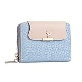 Modische Damen-Ausweis-Geldbörse, einfarbig, mit Reißverschluss, mehrere Kartenfächer, Clutch, Geldbörse und Geldbörse, Set für Damen (Blau, Einheitsgröße)