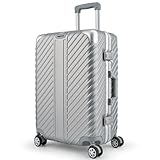 LETTOO 72L Hartschalenkoffer mit Alu-Rahmen | Reisekoffer mit Rollen - Extrem Stabiler Trolley Koffer mit Laptoptaschen-Befestigung [WASSERGESCHÜTZT] mit Eckenschutz (Silber, Mittelgroße 24 Zoll)
