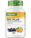 OPC Traubenkernextrakt + natürliches Vitamin C - 240 Kapseln für 8 Monate - Höchster OPC Gehalt nach HPLC - Laborgeprüftes OPC aus europäischen Weintrauben - Vegan