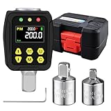 Uharbour Digitaler Drehmomentadapter 1/2 Zoll 10-200 Nm, Drehmomentschlüssel Digital mit LCD-Display, PEAK/TRACK-Modus, Summer und LED-Anzeige, ±2% Fehlergenauigkeit, für Auto, Fahrrad, Motorrad