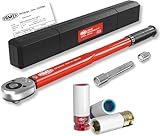 FAMEX 10886-3-RS-KS Drehmomentschlüssel 1/2' (12,5mm) 30-210 Nm +/- 3%, 3 Stecknüsse/Schoneinsätze, mit Kalibrierschein - für Auto Motorrad SUV Van