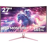 Great voell 27 Zoll Curved Gaming Monitor, 2K QHD (2560x1440), 165Hz, HDR, FreeSync, 99% sRGB, HDMI 2.0/DP 1.4, Augenschutz, VESA-Montage, Neigbar – Rosa Bildschirm für PC & Konsole